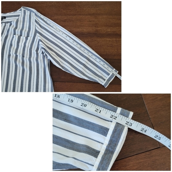 Lane Bryant White & Gray Striped Long Sleeve Popover Rayon Blouse Size 22/24 - Picture 7 of 7